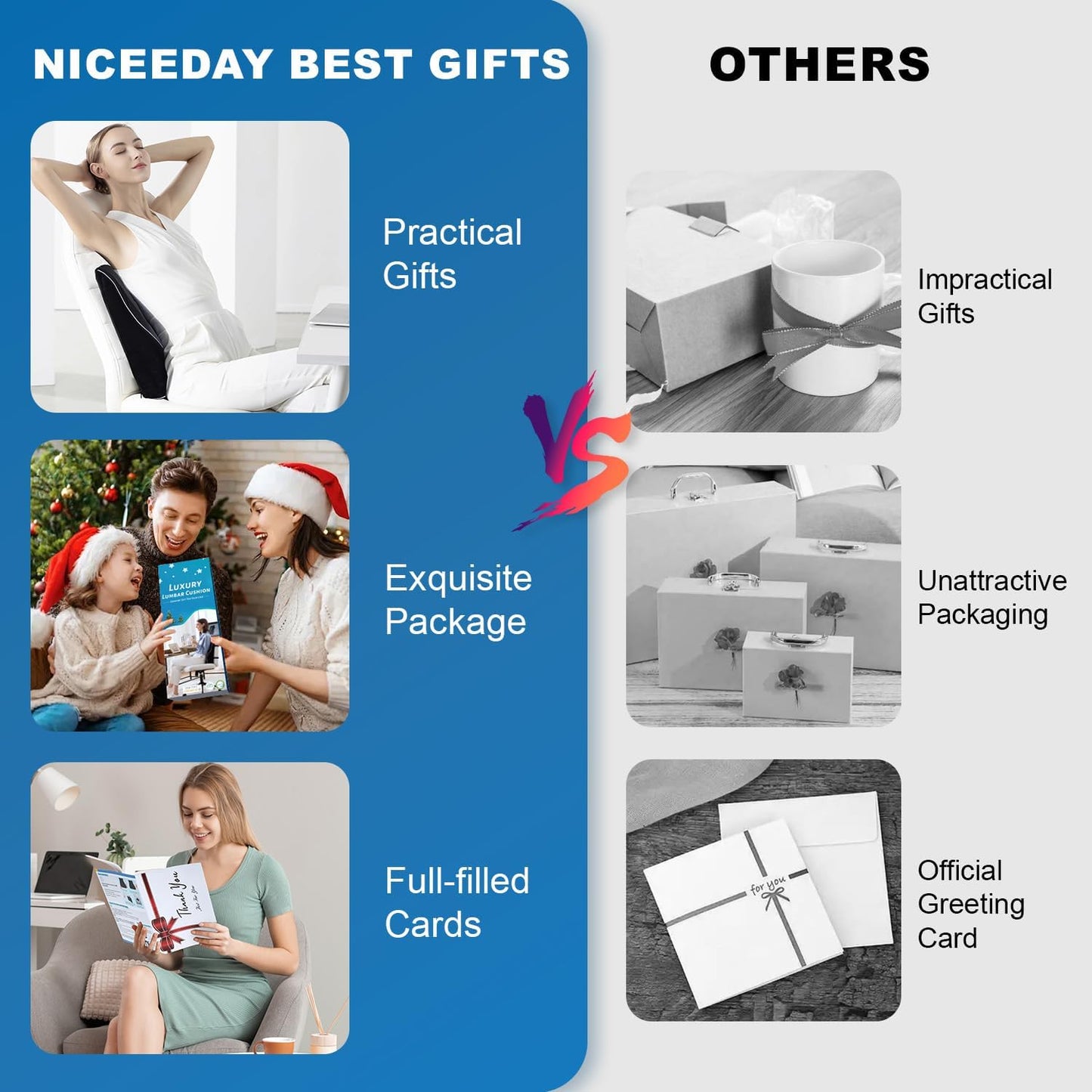 Lumbar Support Pillow for Office Chair Car, Gaming Chair Lower Back Pain Relief Memory Foam Cushion with Greeting Card,3D Mesh Cover Ergonomic Back Rest, Birthday Gift Father‘s Day Gifts for Dad