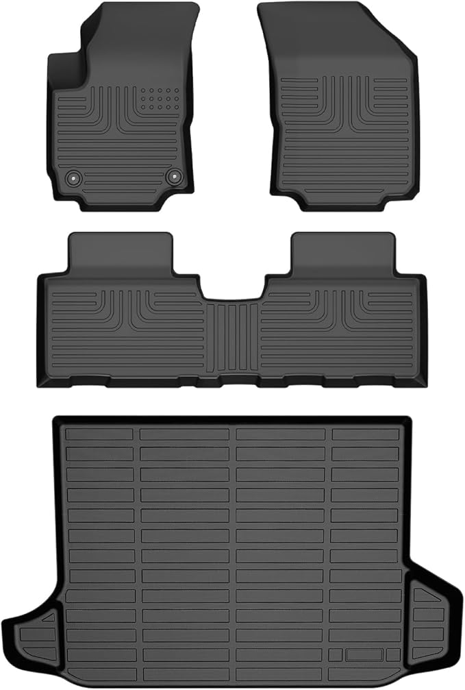 AIPOIL® Floor Mats & Cargo Liner Set for 2018-2024 Chevy Equinox & GMC Terrain All Weather Protection TPE Anti-Slip Automotive Full Set Custom Chevrolet Equinox Car Mats Accessories - Black
