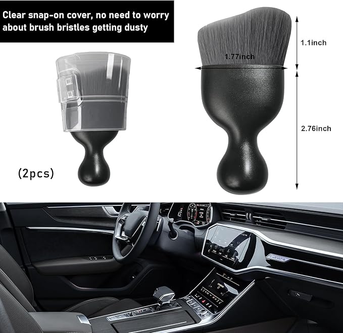 Alupee Car Detailing Brush, Curved Soft Bristles Auto Removal Dust Collectors, Universal Vehicle Dashboard, Air Conditioner Vents etc RV Interior Cleaning Tool Accessories (Gray)