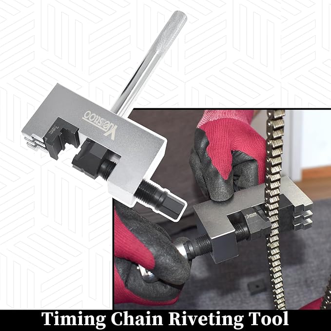 Engine Timing Chain Removal Installer Tool Kit, Camshaft Riveting Tool, Compatible with Mercedes Benz M271 M272 M273 M274 M276, with Carrying Case & Gloves