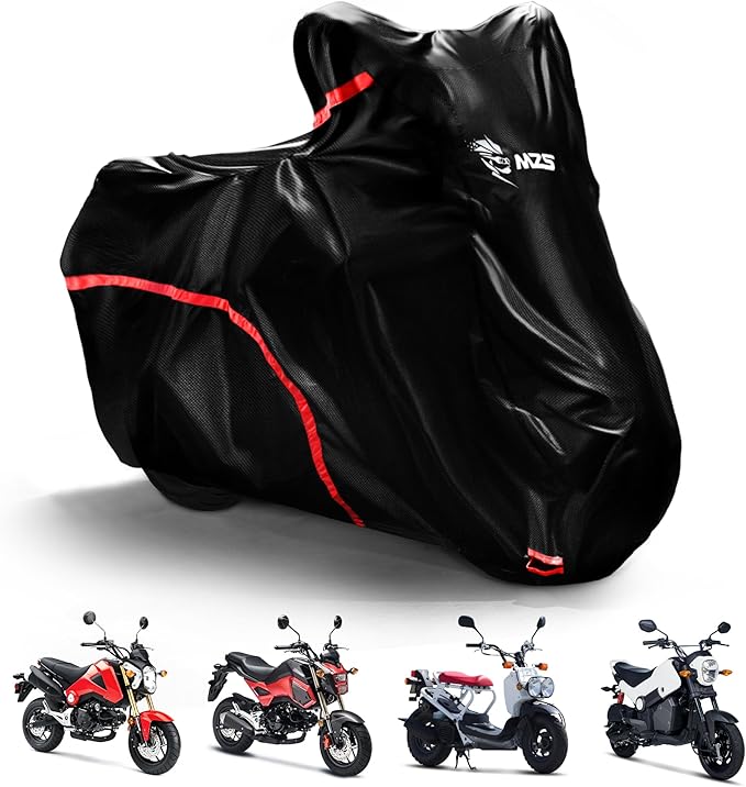 MZS Motorcycle Cover Waterproof Outdoor, 420D All Weather Scooter Cover Protection Storage fit up to 73" Compatible With Grom Sur Linght Bee X S Monkey 125 Ruckus Navi Z125 Papio NCW50 TNT135 CT110