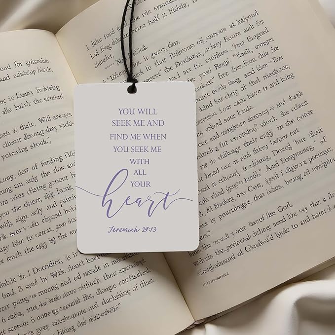 Christian Scripture Car Air Freshener 4Pcs, Inspirational Bible Quotes Hanging Scents, Purple Bible Quote Gift Air Freshener Hanging in Car Wardrobe Drawer or Book.