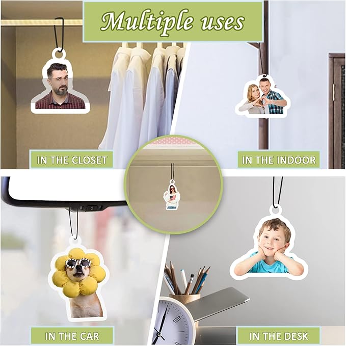 Custom Air Freshener for Car - Double Sided Photo Personalized Car Scents Air Freshener, Smell Air Fresheners With Picture for Wardrobe, Bathroom,Hanging Ornaments (Crop-1pcs)