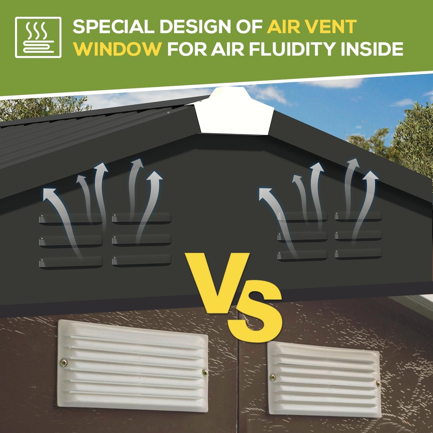 U-MAX 8' x 10' Metal Storage Shed for Outdoor, Yard Steel Shed with Design of Lockable Doors, Utility and Tool Storage for Patio, Garden, Backyard, Outside use