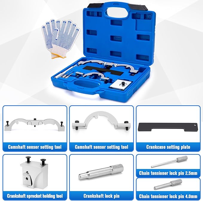 Turbo Engine Timing Tool Kit - Camshaft Holding Locking & Engine Camshaft Alignment Tool Set Compatible with Chevy Aveo Cruze Orlando Vauxhall Opel 1.0L 1.2L 1.4L (2009-2020) 1.4 Timing Tool W/Gloves