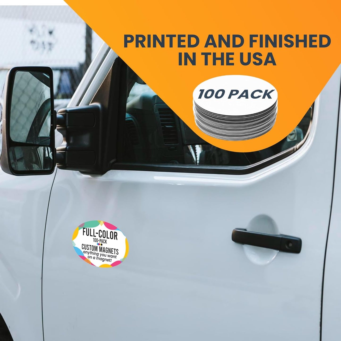 Magnet Me Up Customizable 4x6 Inch Oval Magnet Pack, 100 Piece, Custom Magnet for Businesses, Personal Use, Choose Your Text, Upload Image, Magnetic Vinyl for Any Magnetic Surface, Crafted in USA