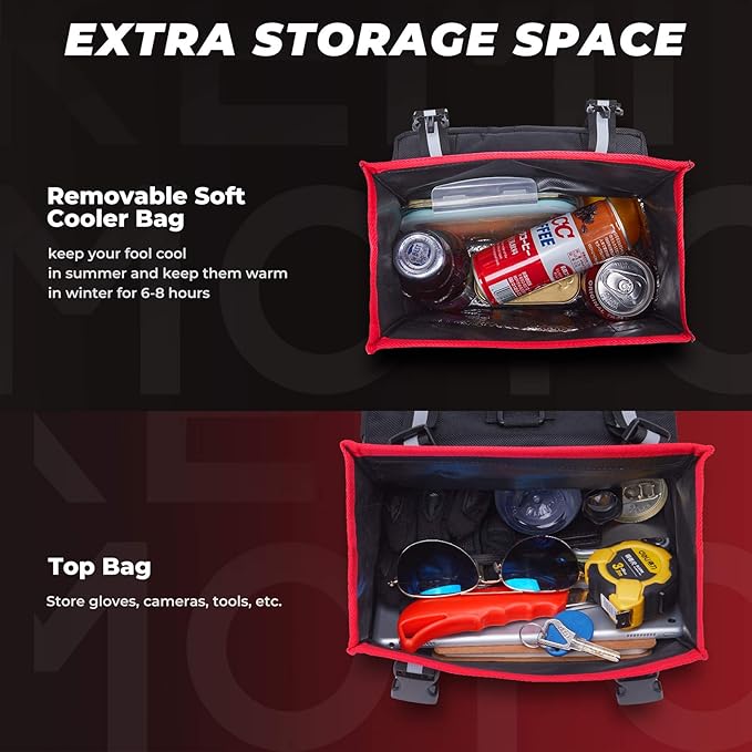 KEMIMOTO ATV Fender Bag, 130% Larger Water-resistant Rear Storage Bags With Drink Holder, Detachable ATV Gear Bag Compatible with Polaris Sportsman Scrambler FourTrax Can Am Grizzly Cfmoto, 2-Pack