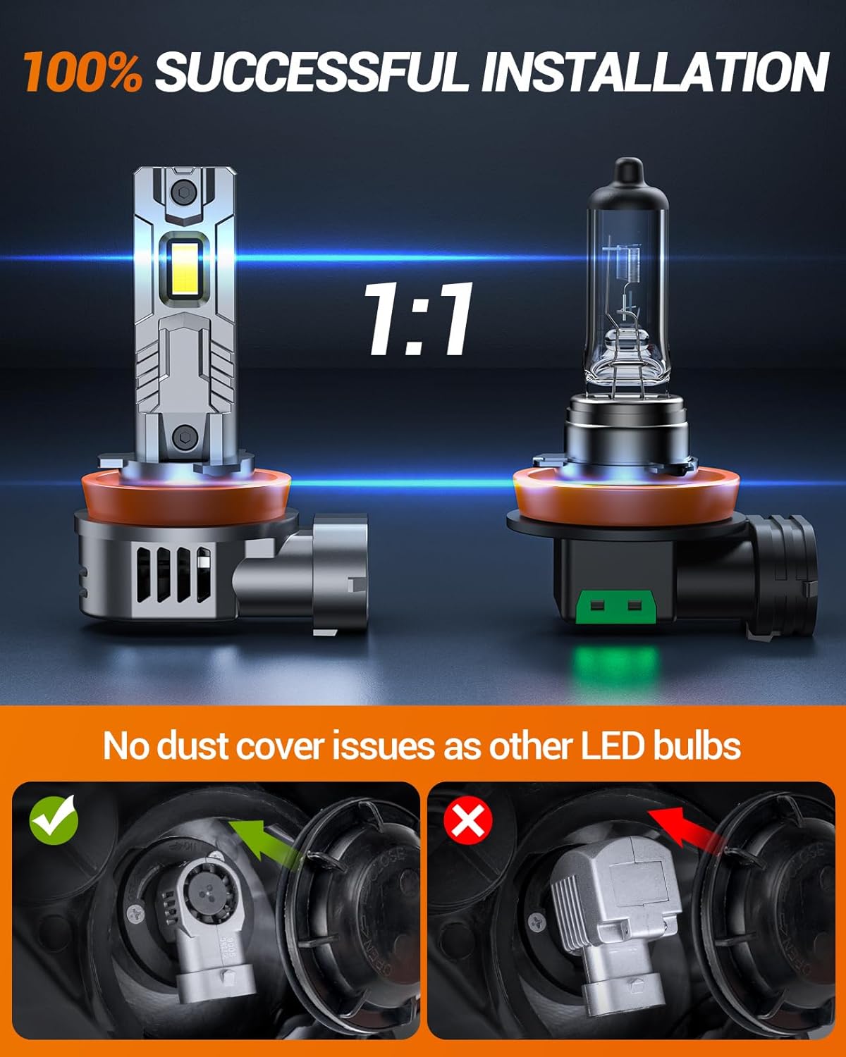 SEALIGHT H11/H9/H8 and 9005/HB3 Fog Lights Combo, 90,000LM Wider Driving Vision, 1:1 Design 9005 H11 Fog Lights, Plug and Play, Pack of 4