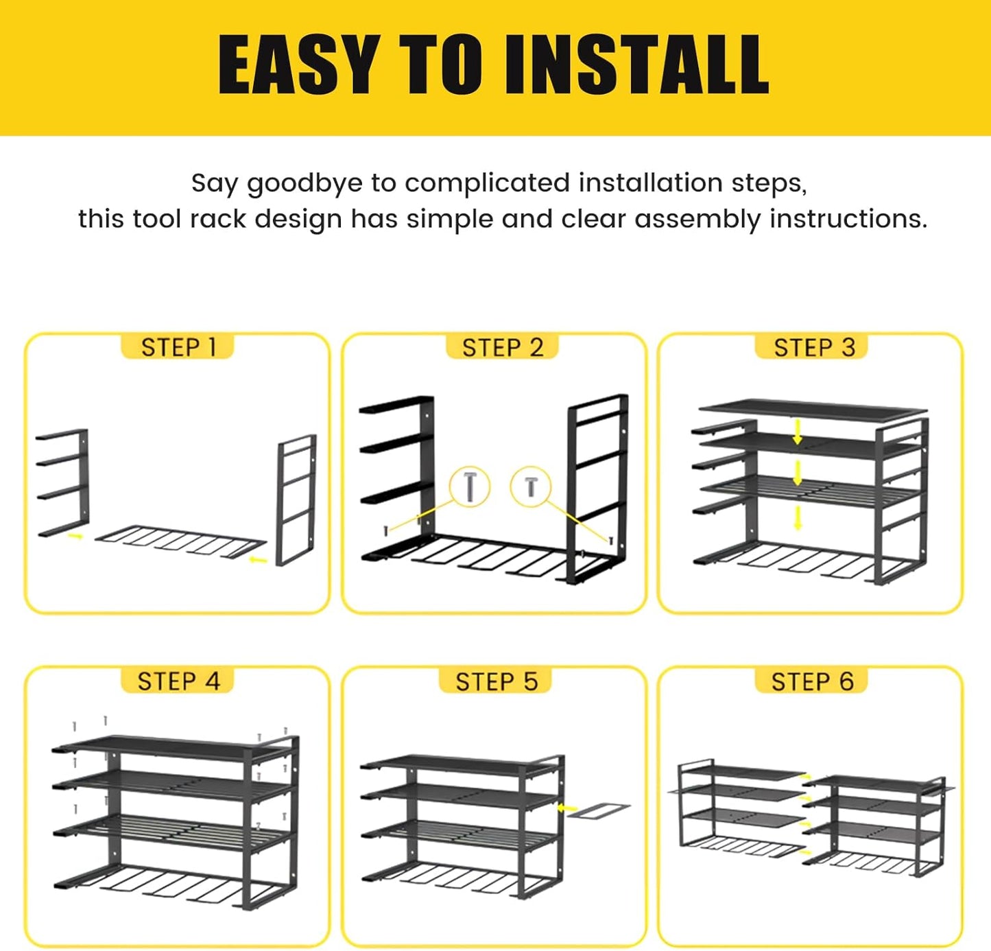 Wall Mount Power Tool Organizer, 4 Layer 12 Drill Hangers Storage Rack, Tool Organizers and Storage for Garage, Workshop, Pegboard, Shed - 50 inch
