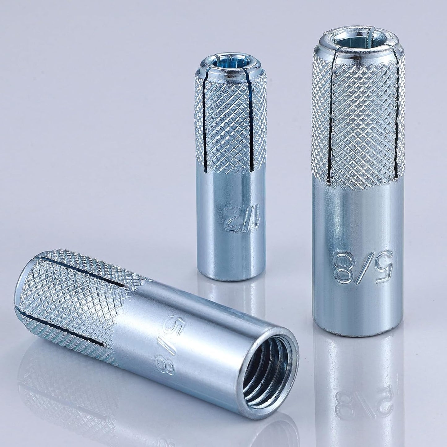 Wensilon(20 pcs) 1/4"-20 Premium Zinc Plated Carbon Steel Drop in Anchors Assortment, Knurled Drop-in-Anchor for Solid Concrete, Internal Forced Expansion Screw Bolts