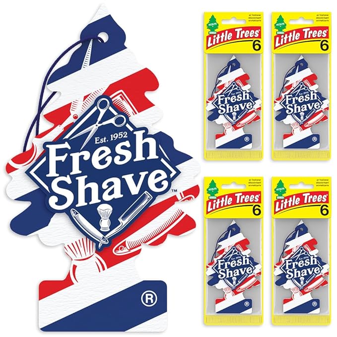 LITTLE TREES Car Air Freshener | Hanging Tree Provides Long Lasting Scent for Auto and Home | Fresh Shave, 24 Air Fresheners