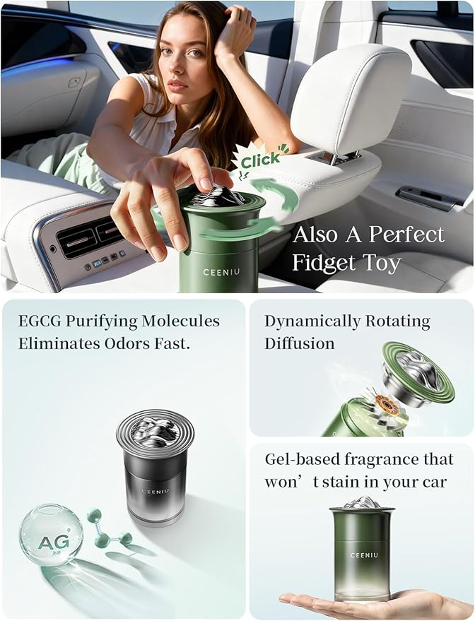 Ceeniu Air Freshener Odor Release Gel, 45 oz Large Capacity, Adjustable scent intensity with gear control, Natural Plant Extract, Made with Essential Oils - Misty Tea Scent