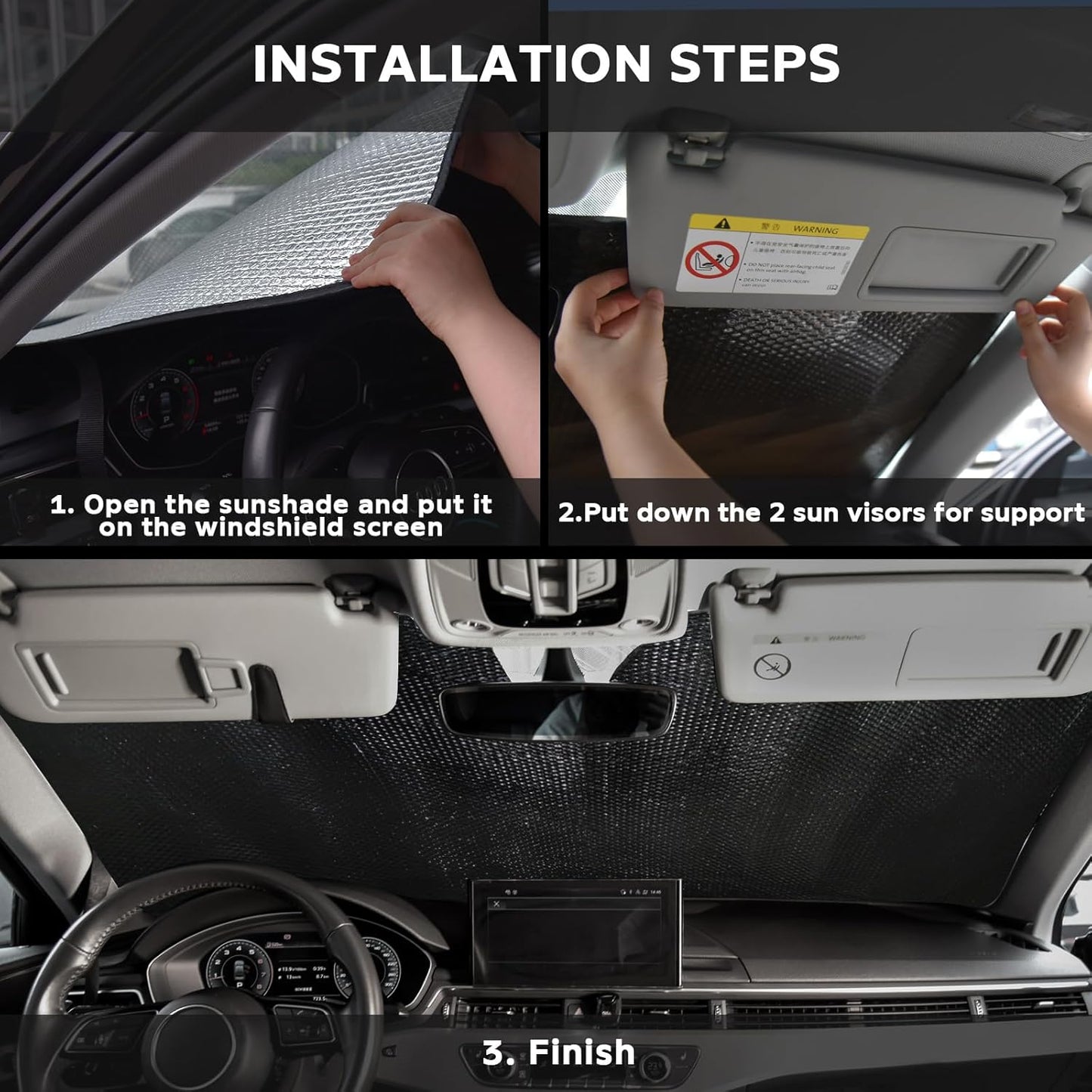 Windshield Sun Shade for Chevrolet Chevy Silverado 1500 2019-2025 Regular Cab, Crew Cab, Double Cab 2Dr 4Dr - 5-Layer Foldable Bubble Foldable Front Window Shade Sun Visor Accessories