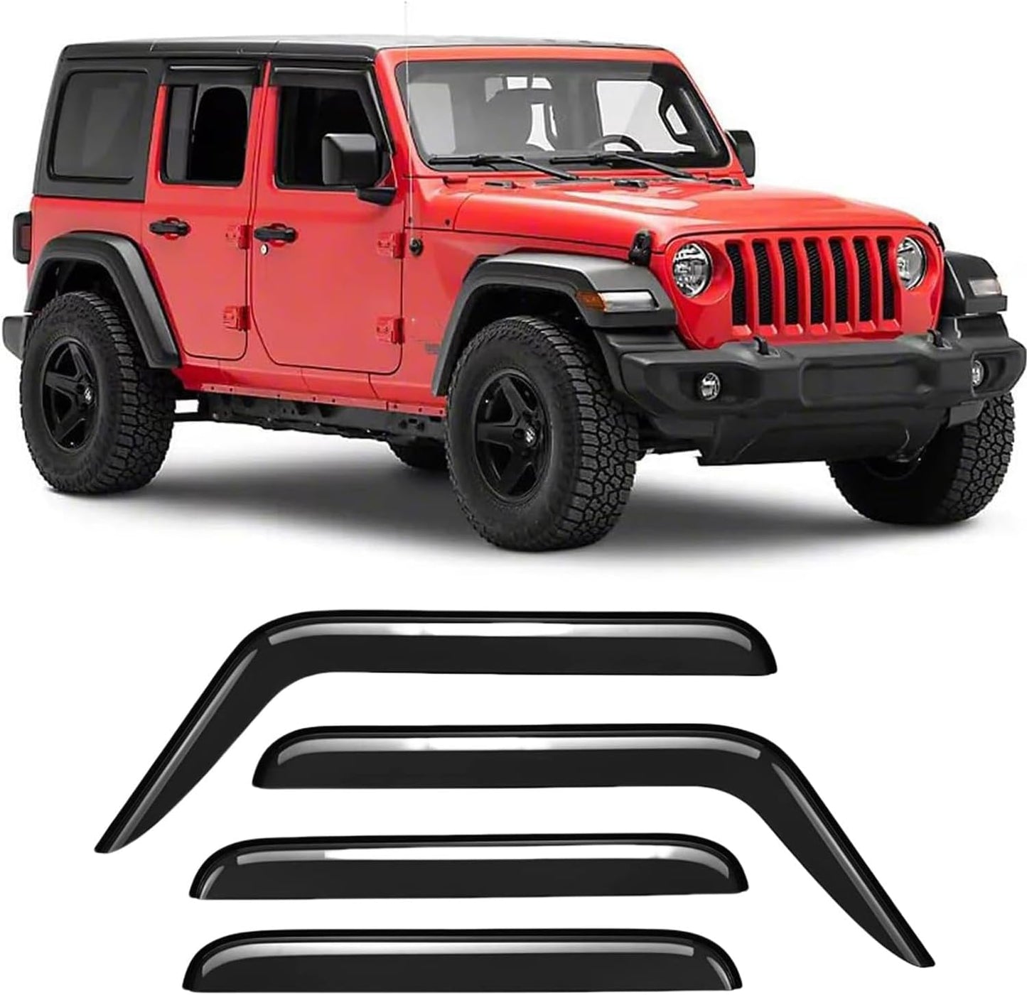 94329 Sunproof Waterproof Side Window Wind Deflector, 4pcs Protective Replacements Rain Guards Set, Window Visor fit for 2003-2009 Hummer H2
