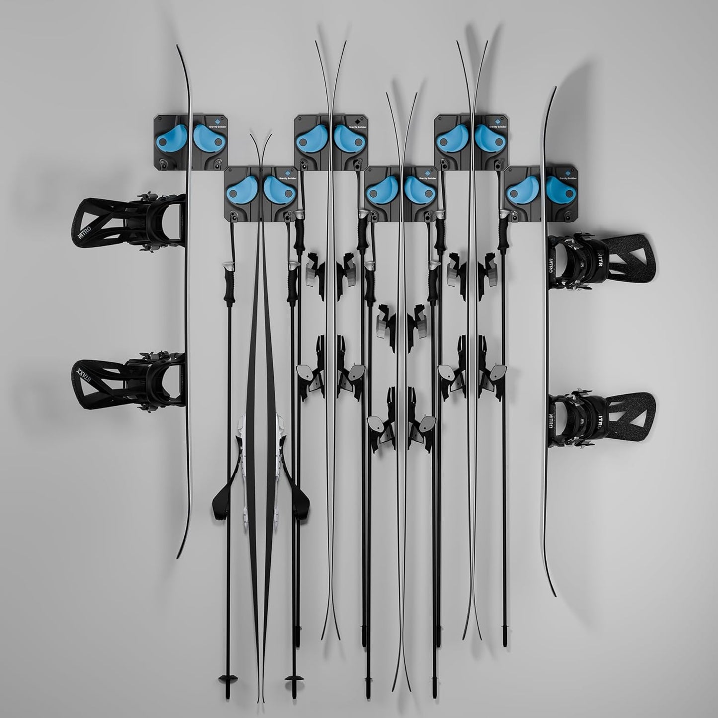 Ultimate Ski & Snowboard Wall Rack | Secure, Non-Slip Storage | Fits Any Ski/Board | Garage Organization | Ski Storage Rack | Snowboard Storage Rack | Winter Gear Organizer | 6 Pck