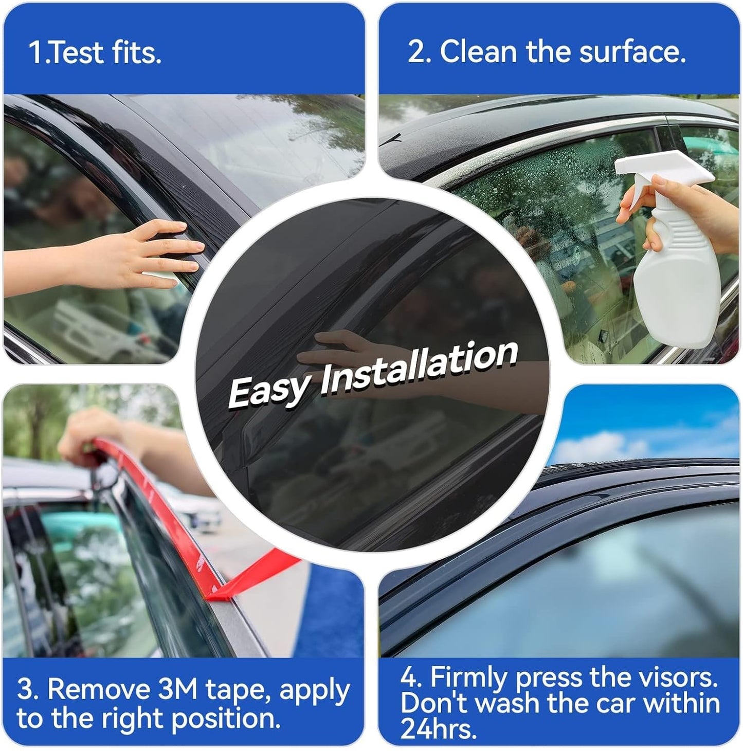 Window Visors Rain Guards for Toyota Corolla 2014-2019, Out-Channel Window Vent Wind Deflectors Visors Shades for 14-19 Corolla