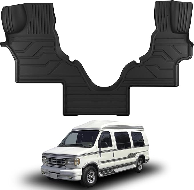 KARPAL Floor Mats for Ford Econoline/E-Series 2007-2025 E150/E250/E350/E450, Custom Fit TPE All Weather Ford Econoline Van Front Accessories 1st Row Floor Liner