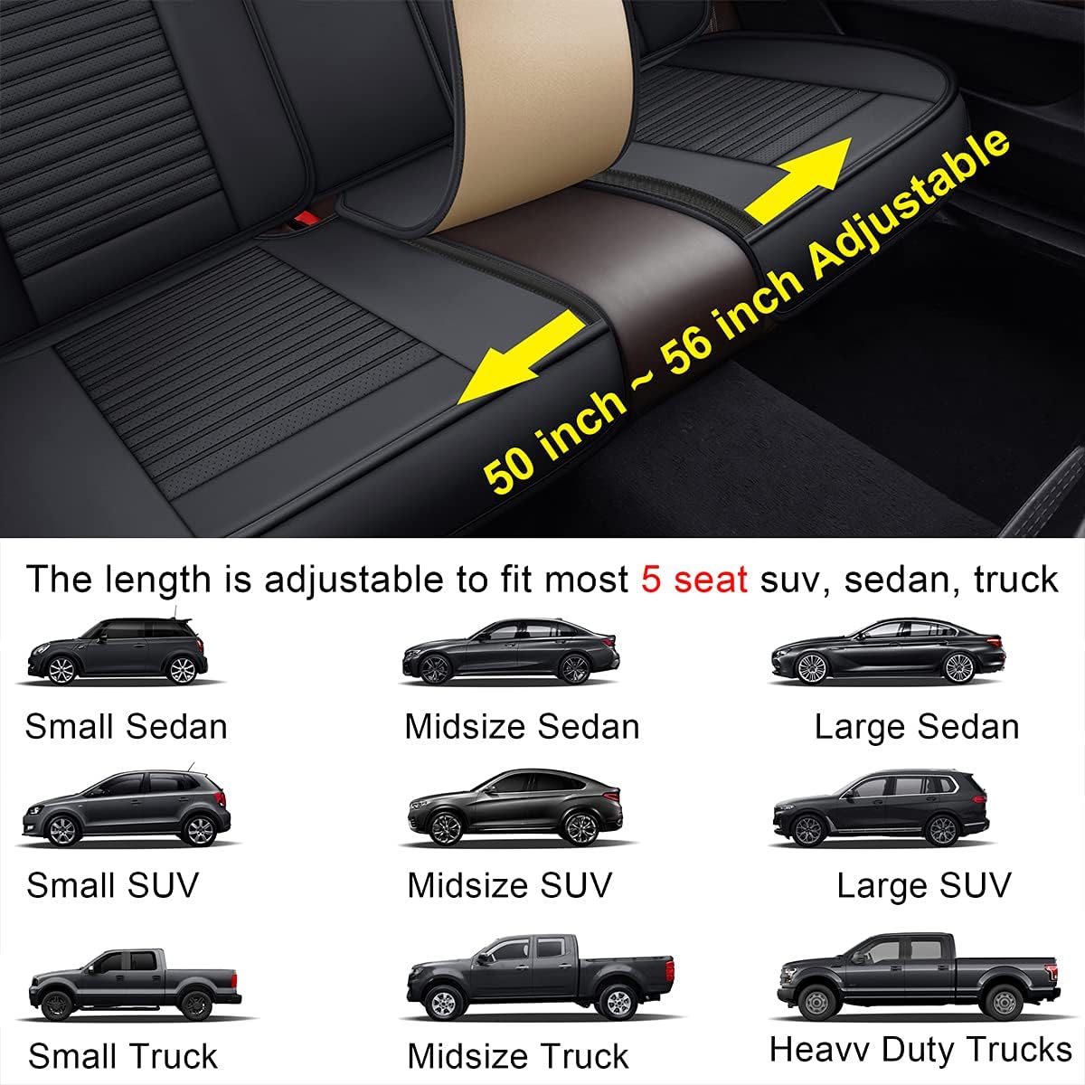 LINGVIDO Car Seat Covers, Breathable and Waterproof Faux Leather Automotive Seat Covers for Cars SUV Pick-up Truck Sedan,Universal Anti-Slip Driver Seat Cover with Backrest (Full Seat, Black)