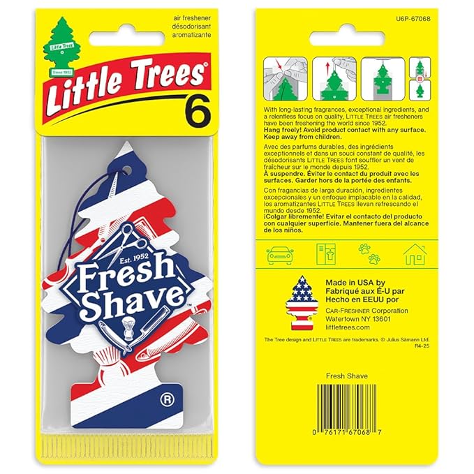 LITTLE TREES Car Air Freshener | Hanging Tree Provides Long Lasting Scent for Auto and Home | Fresh Shave, 24 Air Fresheners