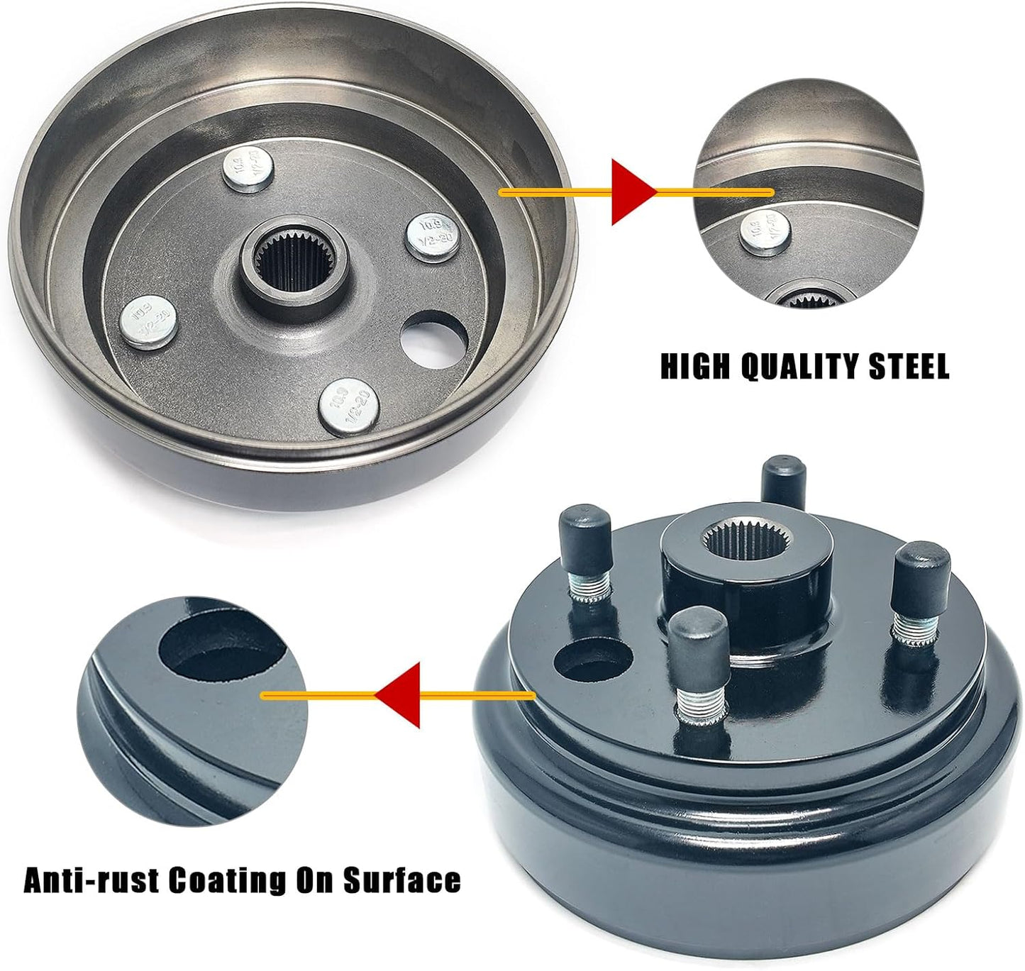 LOSTAR Golf Cart Brake Drum Hub Assembly with 30 Splines Compatible with 1991-up EZGO TXT RXV Marathon Medalist 4 Cycle Gas Replaces 21807G1