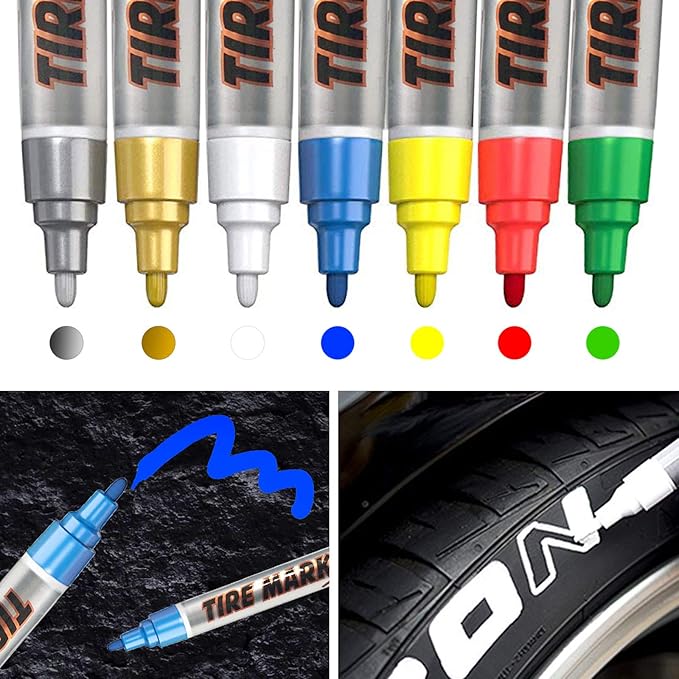 MC MOTOPARTS Permanent Color Tire Pen Marker Lettering Paint Drawing Tool Automotive Motorcycle Care 1 piece (Blue)