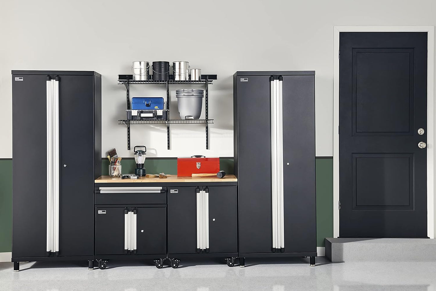 ClosetMaid MaxLoad Heavy Duty Wall Shelf Kit for Garage, 2 Shelves, Adjustable ShelfTrack Wire Shelving, Black Finish