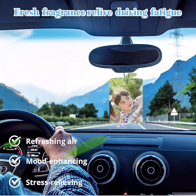 3 Pcs 1 Set Custom Car Air Freshener - Double Sided Photo Personalized Car Scents, Smell Fresheners With Picture Text for Wardrobe Bathroom (Rectangle - 3 pics)