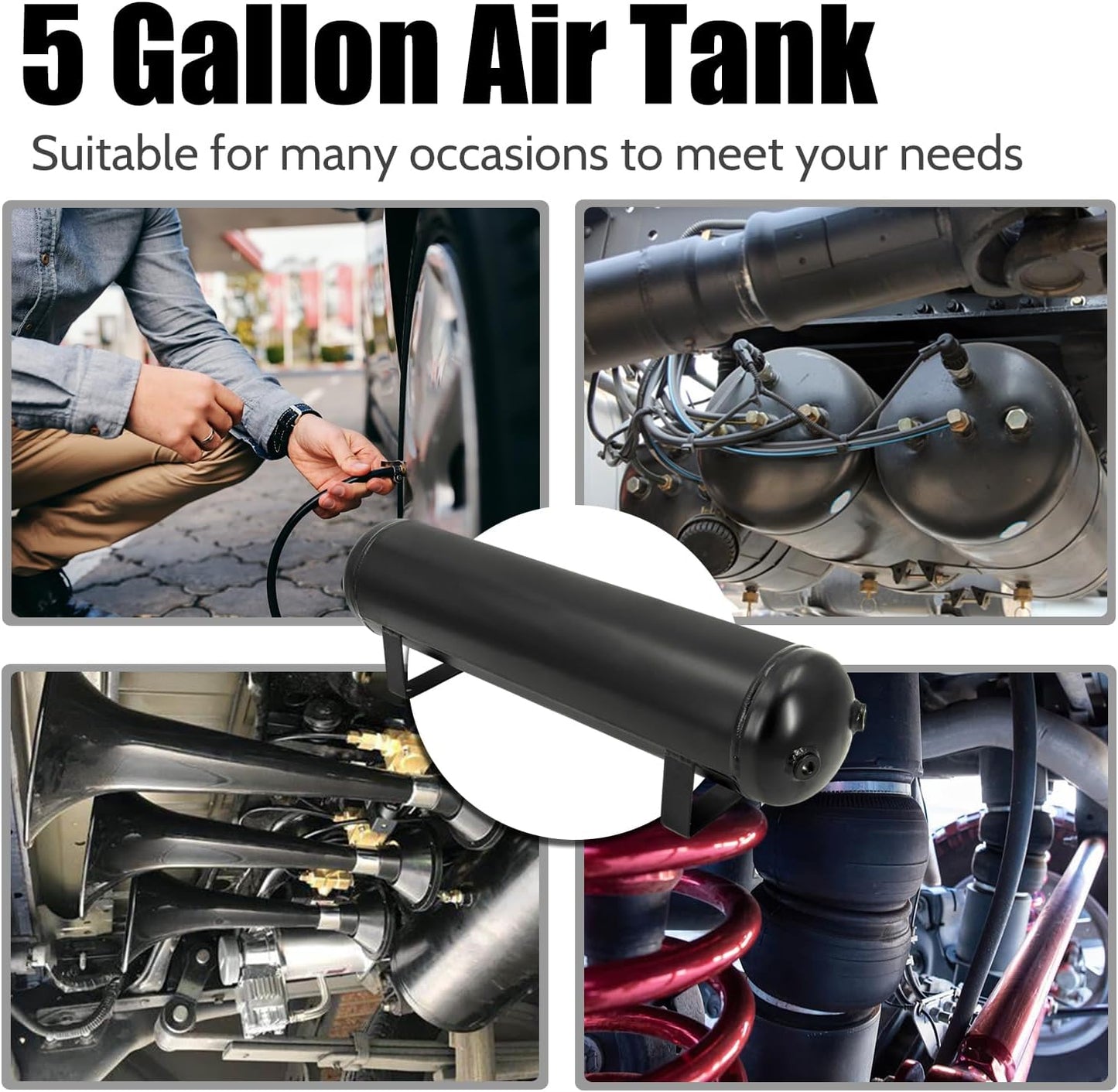 5 Gallon Air Tank for Suspension/Air Ride/Bag/Car Train Truck Horn 18 Liter Compressed Air Storage Tank Air Ride Receiver Tank