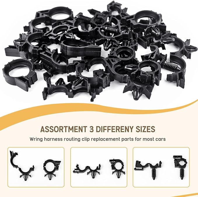 180pcs Nylon Universal Cable Tie Buckle, Push Mount Cable Zip Tie with Car Wire Loom Routing Clips, Universal Compatible with GM Ford Trucks Cars Sedan UTV Engine Bay Self Locking Straps