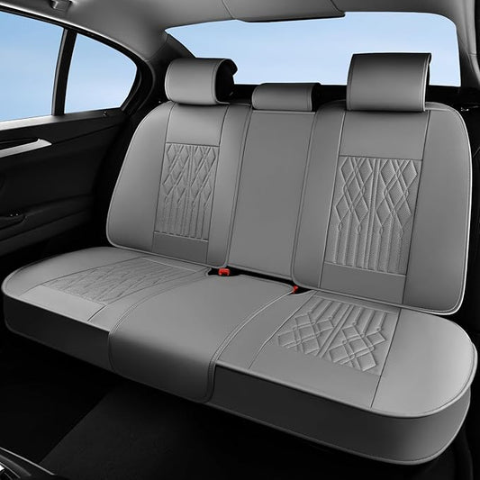 Huidasource Rear Seat Covers for Cars, Trucks, SUVs, 3 Piece Back Seat Cover for Split Bench, Vehicle Seat Cushion Cover Protector Universal Fit for Most Cars (Back Row/Gray)