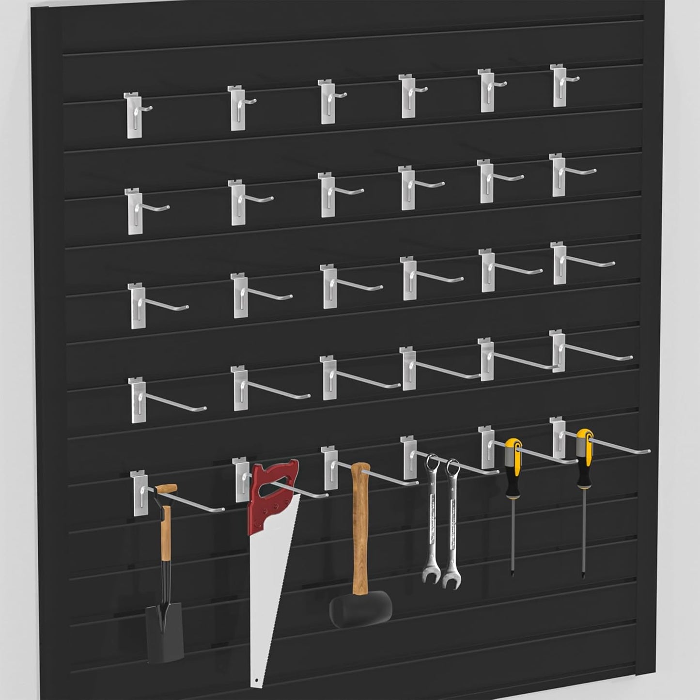 25 PK Silver 6 inch Wall Mounted Slatwall Hooks – Heavy-Duty Storage & Organization Solution