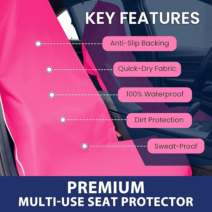Dri Seats Waterproof Car Seat Cover – Premium Sweat Towel with Slip Resistant Backing for Front Seats in Cars, Trucks, SUVs – Universal Seat Liner, Easy Install, Machine Washable, Breathable