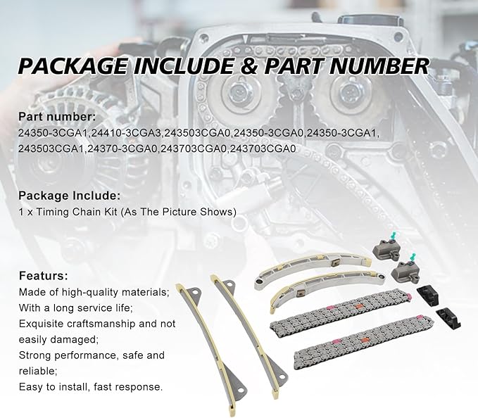 24321-3L100 Engine Timing Chain Kit Fits for Palisade Santa Fe Sorento Azera Genesis G70 G80 G90 3.3L 3.8L Replace OE 243213L100 24321-3L100