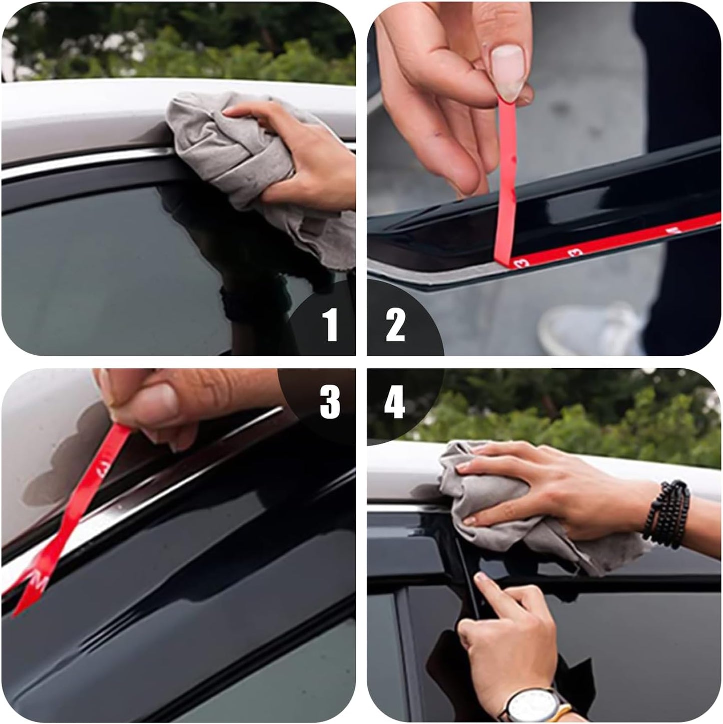 Rain Guard Compatible with 2019-2024 Toyota RAV4, Outside Mount Extra Durable Window Visors, Sun Wind Side Vent Window Deflector Shade Shield 2019 2020 2021 2022 2023 2024