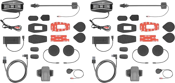 Interphone Cellularline, 2 Motorcycle Intercoms with Bluetooth and Mesh Communication, Model U-Com 16, Up to 4 Motors, Distance 1 Km, Compatible with Sena, OEM and GPS, Waterproof, Universal