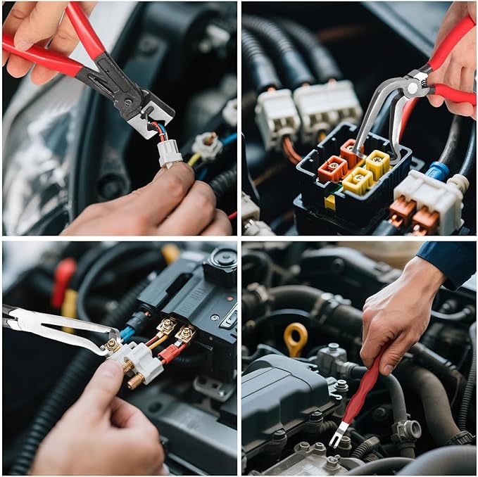 3PCS Electrical Disconnect Pliers, Upgrade Electrical Connector Pliers, Automotive Electrical Connector Removal Tool, Automotive Electrical Terminal Connector Separator Removal Tool for Cars