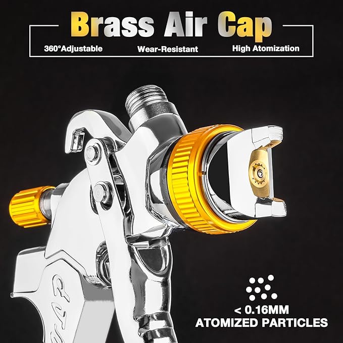 YUZES Automotive Paint Gun for Cars, Air Spray Gun with 1.4/1.7/2.0mm Nozzles and Complete Accessories, Easy to Replace, Paint Spray Gun for Painting Cars, Furniture, Detailed DIY Projects (Yellow)