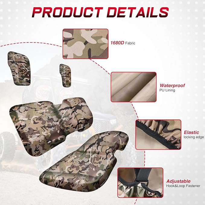Frokom UTV Seat Covers Fit for Pioneer 700/700-4 2014 2015 2016 2017 2018 2019 2020 2021 2022 2023 2024 2025, Waterproof 1680D Durable Fabric-Camo