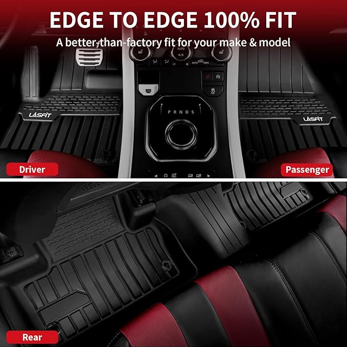 LASFIT Floor Mats Fit for Land Rover Range Rover Evoque 2011-2019, Custom Fit TPE All Weather Waterproof Floor Liners 1st & 2nd Row, Fit 5 Door and Coupe (Not for Convertible), Black, Easy to Clean