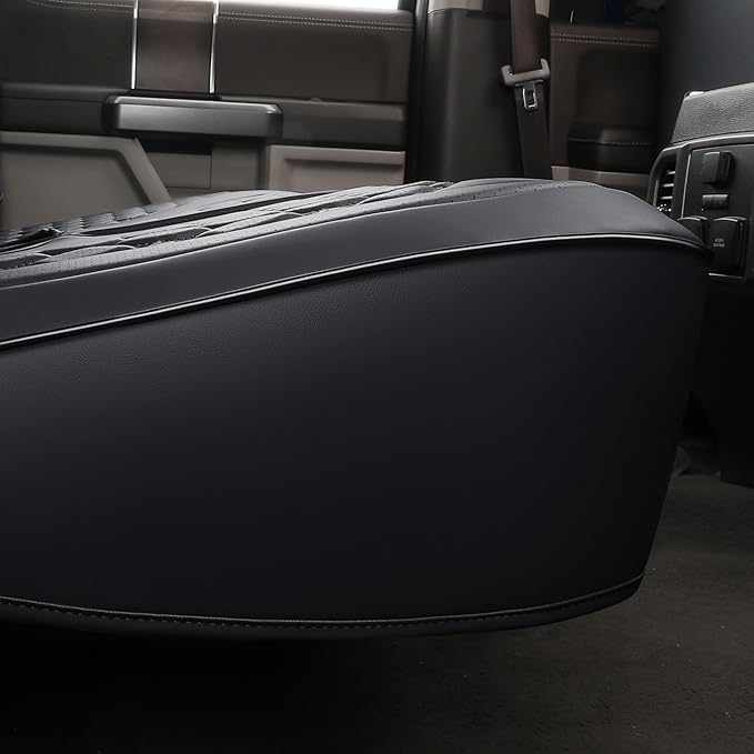Huidasource F150 Rear Bench Car Seat Covers, Leather Back Row Seat Cushion Cover Fit for 2015-2025 Ford F150 SuperCrew & 2017-2025 F250 F350 F450 Super Duty Crew Cab XL XLT Lariat(Back Row/Black)