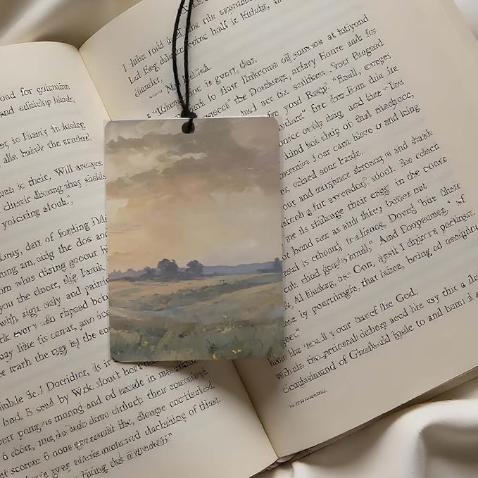 Sunset Landscape Car Air Freshener 4 Pcs, Oil Painting - Style Scenery Hanging Air Freshener for Cars Closet Drawer Books, Car Accessories Mirror Decor for Nature Lovers.