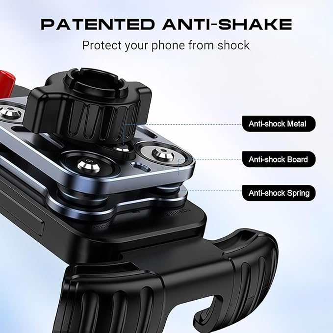ADDMOTOR Motorcycle Phone Holder, Bike Handlebar Phone Mount, Quick Install Electric Bike Motorcycle Accessories, Anti-Shake Phone Clip for iPhone 16/15/14/13 Pro Max, 4.7-6.8" Phones, Sliver
