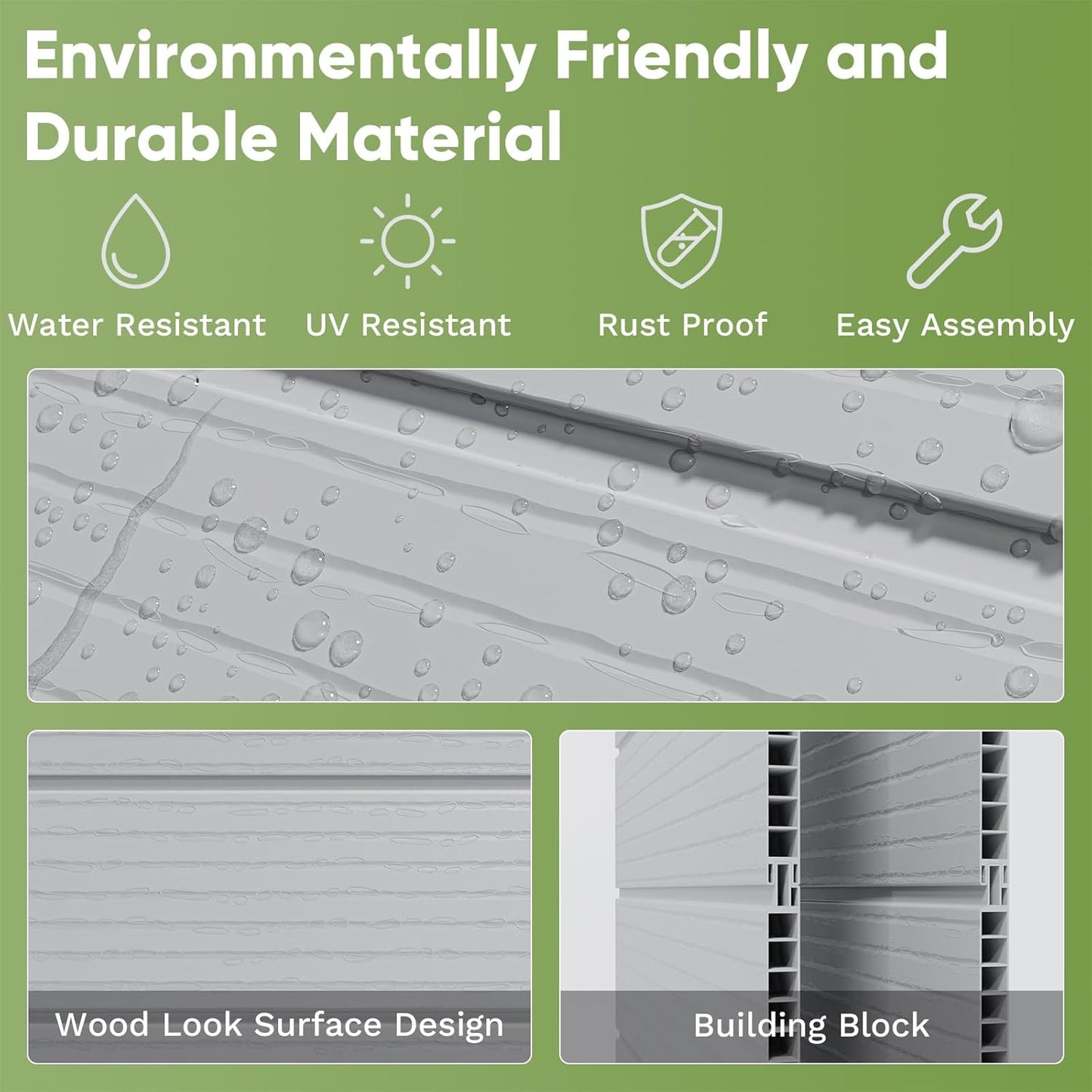 Patiowell 5x4 FT Outdoor Storage Shed, Resin Storage Shed with Floor & Lockable & Window Door for Patio Furniture, Garden Tools and Bicycle, White & Grey