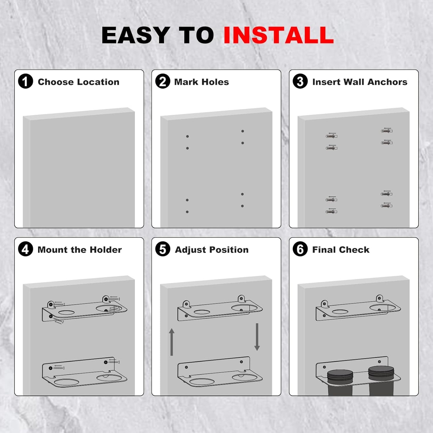 Oil Dual Funnel Holder Storage Rack Includes 2 Plastic Removable Drip Cups, Wall Mount Fluid Drain Funnel Kit Organizer Bracket for Enclosed Race Trailers, Automotive Garage Shop, Black