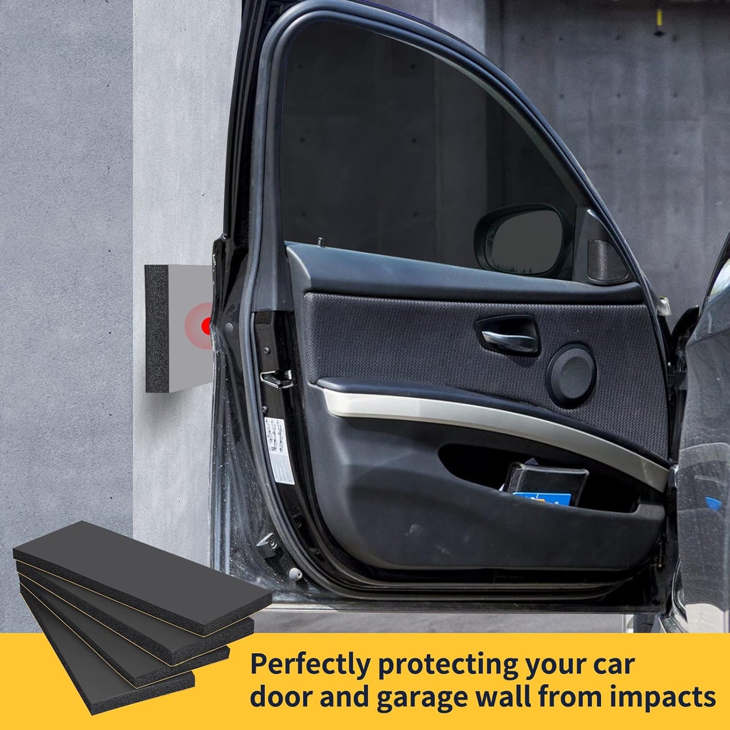 Garage Wall Protector, 4 Pack Garage Car Door Protector Bumper Guard for Car Doors Anti-Collision Waterproof Inflaming Ultra Self Adhesive EVA Foam for Warehouse (4 Pack: 16-17/32" x 5-29/32" x .79)