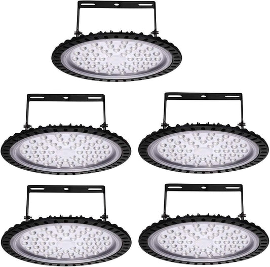 Viugreum 5 PACK 200W UFO LED High Bay Light, 20000LM 6500K Daylight White LED Warehouse Lighting, IP65 Waterproof Commercial Bay Lighting for Garage Barn Workshop Wet Location
