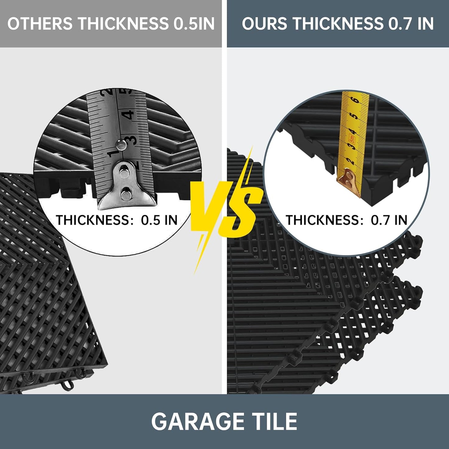 Durable Polypropylene Interlocking Modular Garage Floor Tiles, Versatile Interlocking Floor Tiles, 15.7'' x 15.7'' x 0.7''(Thickness) Flooring Tile(20 Pack), Black