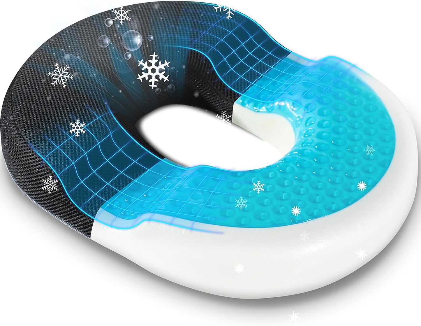 Donut Pillow for Office Chair Car Seat Cushion Cooling Gel Memory Foam Cushion Size:17.52"*13.39"*2.76"
