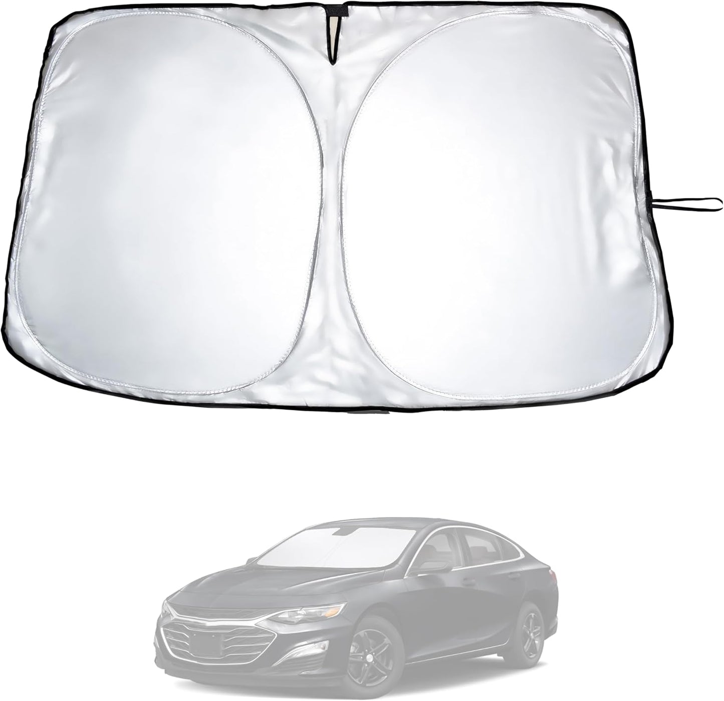 for Chevy Malibu 2016-2024 2025 Windshield Sunshade - EcoNour 240T Polyester Material Cars Sun Visor Reflector Blocks UV Rays - Foldable Sunshade Interior Protection - Chevy Malibu Accessories
