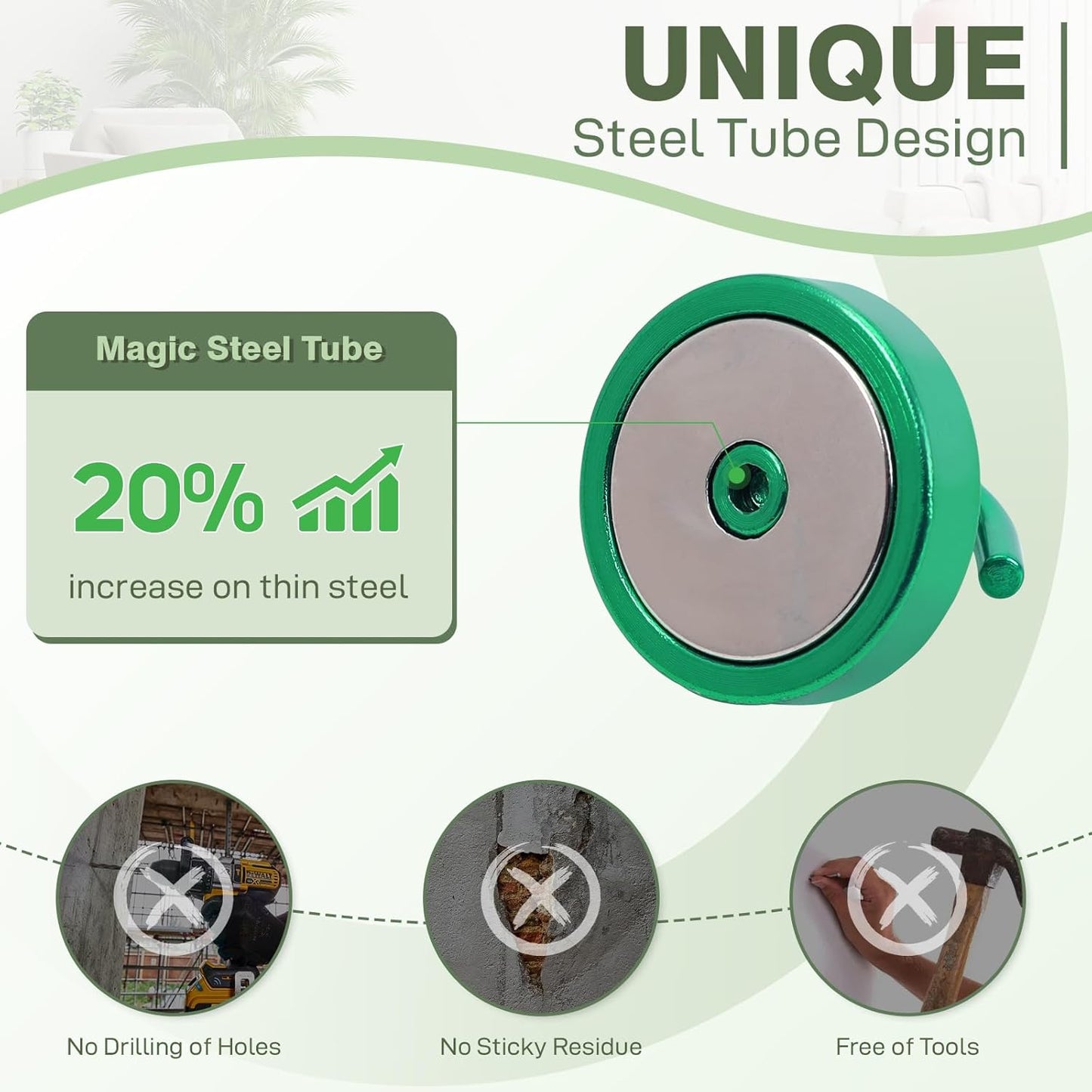 Neosmuk Magnetic Hooks, Cruise Ship Essentials, 100lb+ Heavy Duty Magnetic Hooks for Cruise Cabins, Refrigerator, Grill, Hanging, and Travel | Extra Strong Must-Haves Magnet Hook,Green